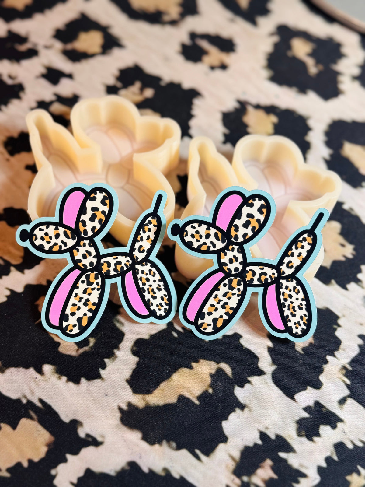 #296 Balloon Dog Vent Clip 3” Freshie Mold Exclusive can be used with Leopard & Lace Cardstock