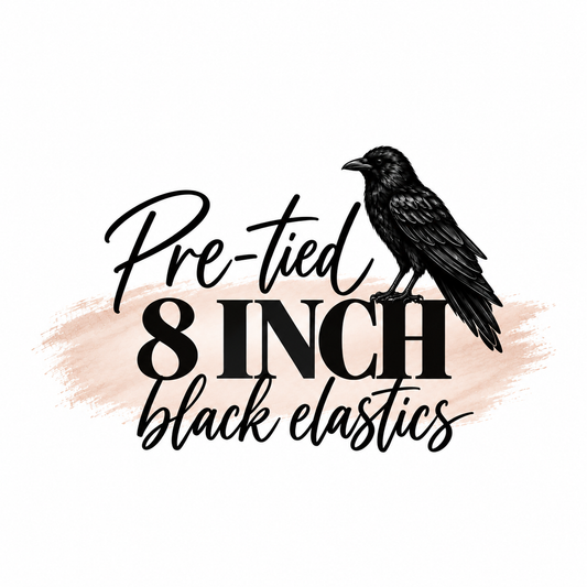 Pre-tied 8” Black String Elastic Stretch Loops