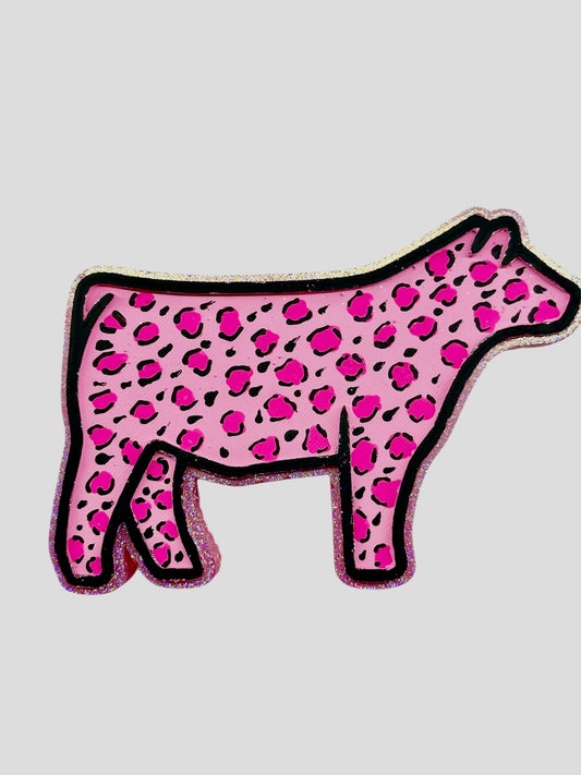 #146 Western Show Steer Cow Freshie Mold Can Be Used With Leopard & Lace Cardstock