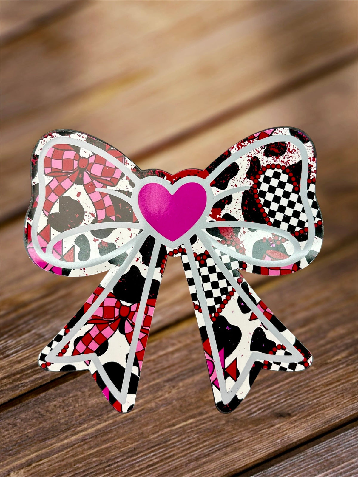 #114 Valentines Bow Heart Center Freshie Mold Exclusive Can Be Used With Leopard & Lace Cardstock