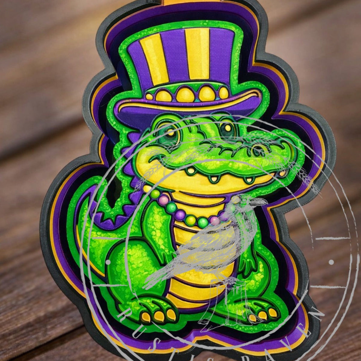 #129 Mardi Gras Alligator Crocodile Hat Freshie Mold Exclusive