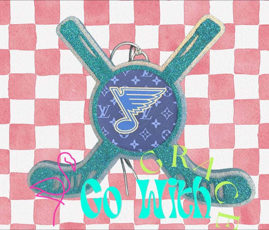 #286 GameDay Hockey Sticks Puck 2” Circle Freshie Mold Exclusive