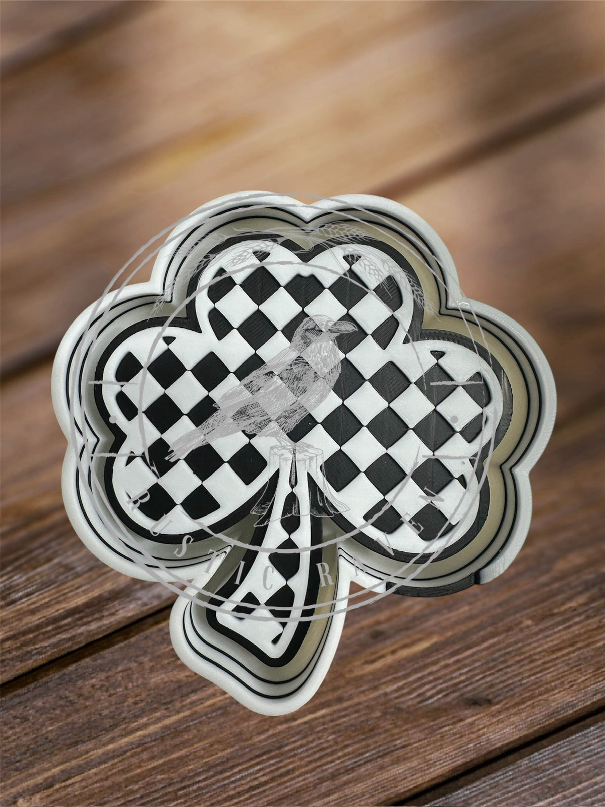 #219 Western St.Patricks Day Checkered Shamrock Clover Western Freshie Mold Exclusive