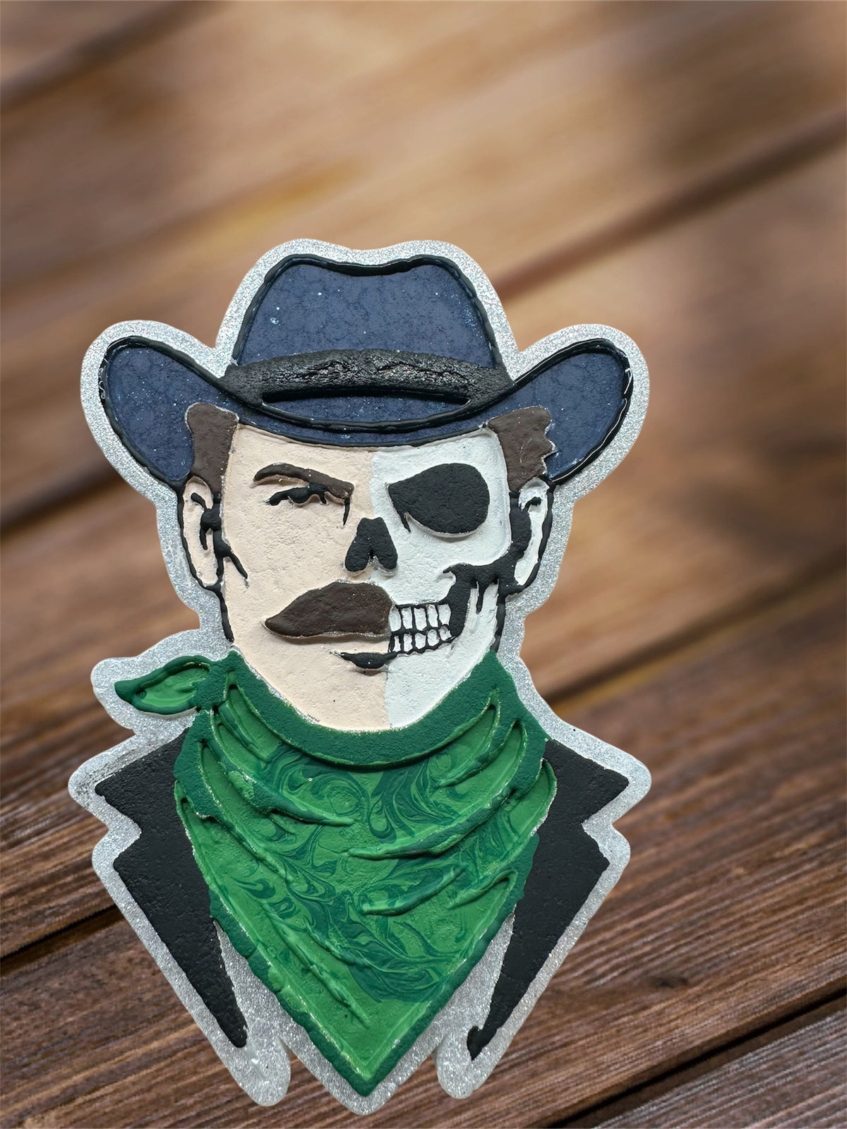 #197 Skelly Skull Western Cowboy “ Wild Bill” Freshie Mold Exclusive