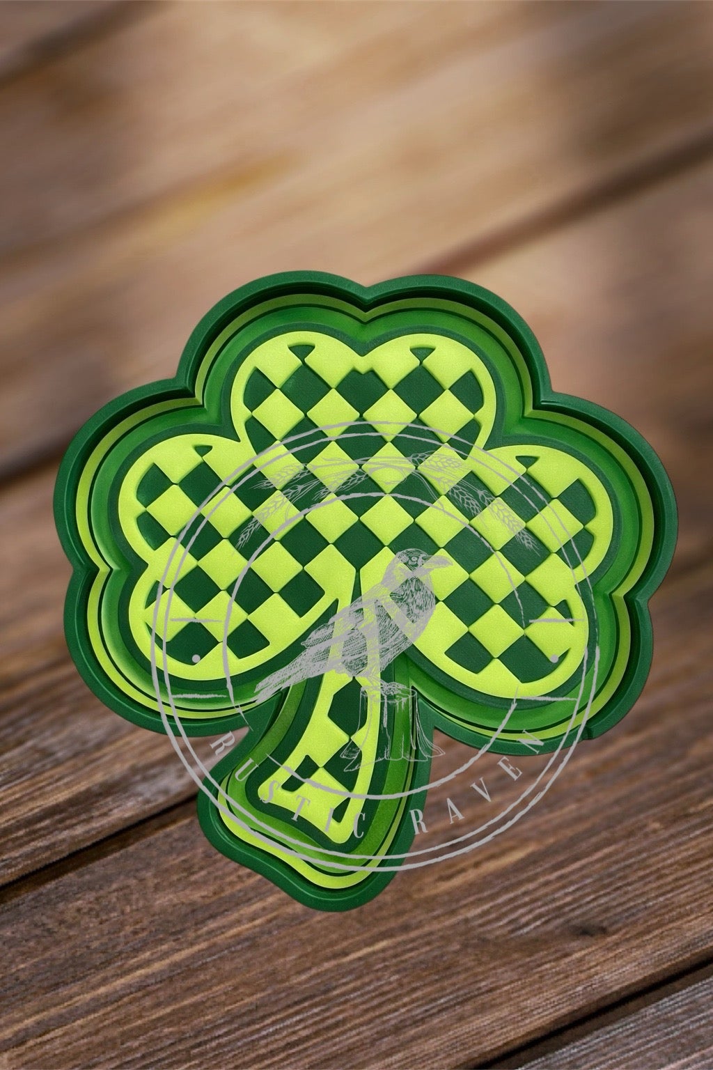 #219 Western St.Patricks Day Checkered Shamrock Clover Western Freshie Mold Exclusive