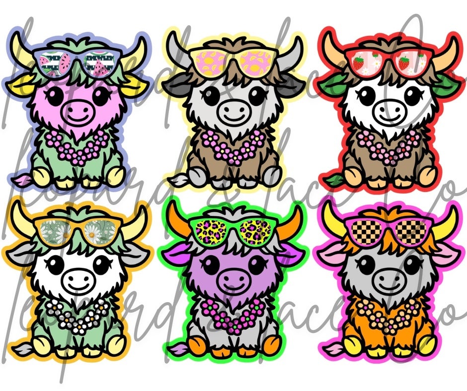#333 Daisy Mae Highland Cow Aloha Summer freshie mold exclusive can be used with Leopard & Lace Cardstock