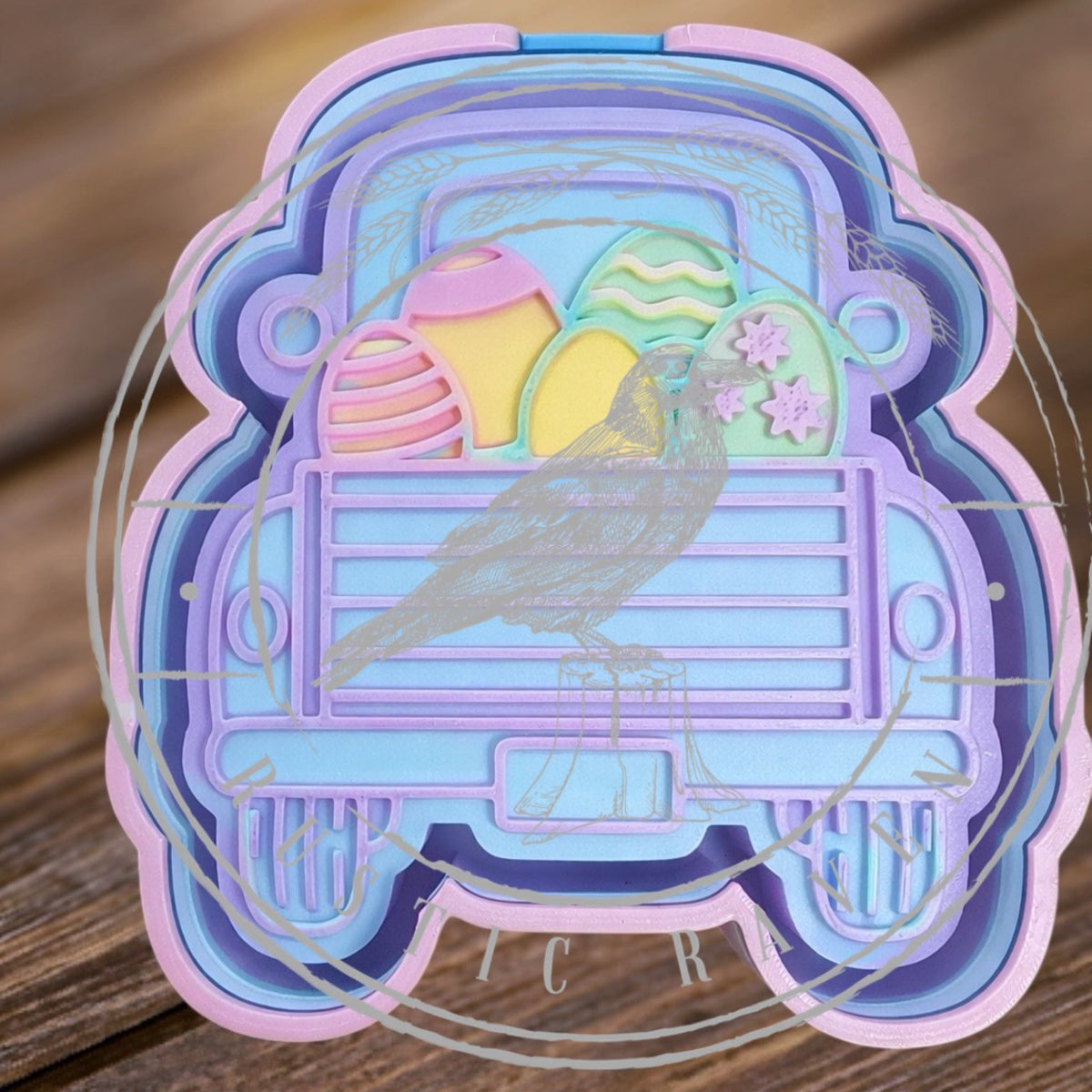 #262 Easter Truck With Eggs Freshie Mold Exclusie Can Be Used With Leopard & Lace Cardstock
