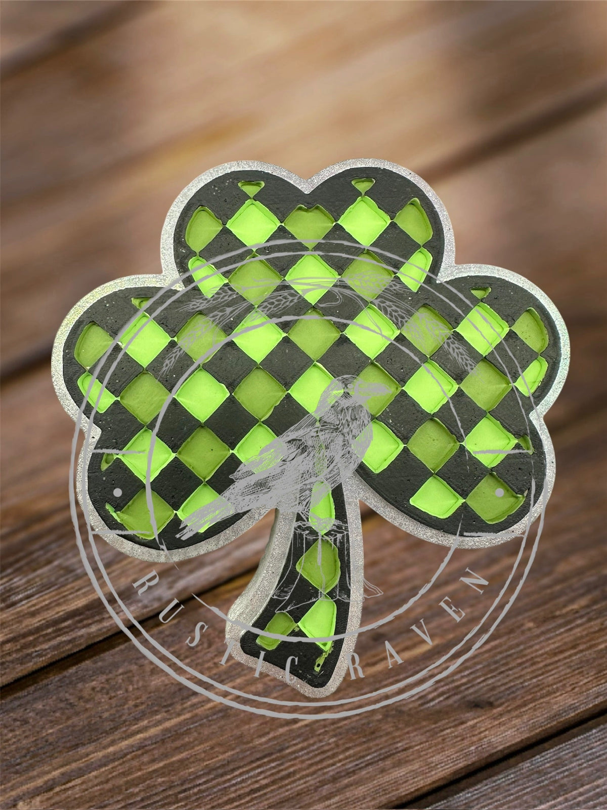 #219 Western St.Patricks Day Checkered Shamrock Clover Western Freshie Mold Exclusive