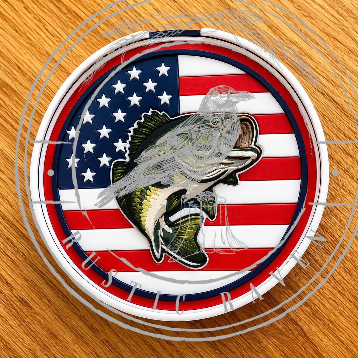 #288 Men Man America Flag Patriotic Circle Bass Fish Freshie Mold Exclusive