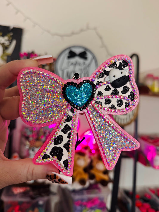 #114 Valentines Bow Heart Center Freshie Mold Exclusive Can Be Used With Leopard & Lace Cardstock