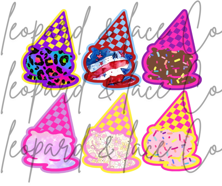 #95 Melting Ice Cream Cone Checkered Freshie Mold Exvlusive Can Be Used With Leopard & Lace Cardstock