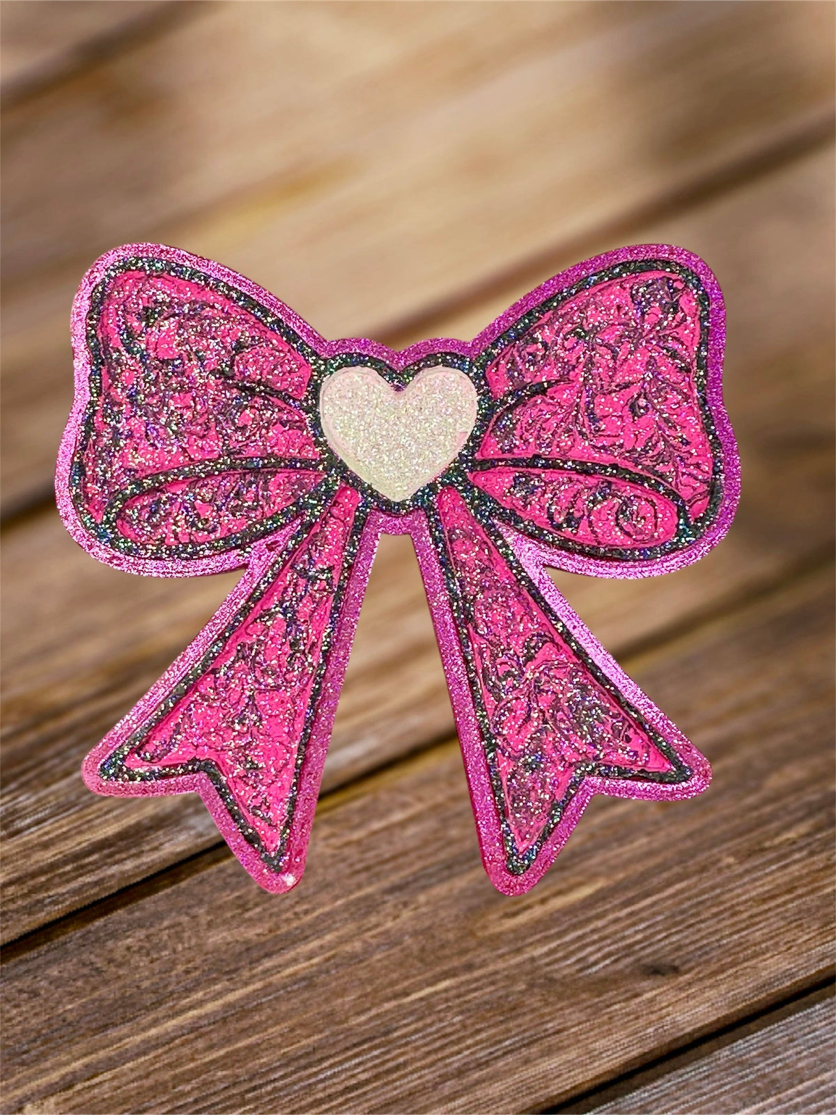 #114 Valentines Bow Heart Center Freshie Mold Exclusive Can Be Used With Leopard & Lace Cardstock