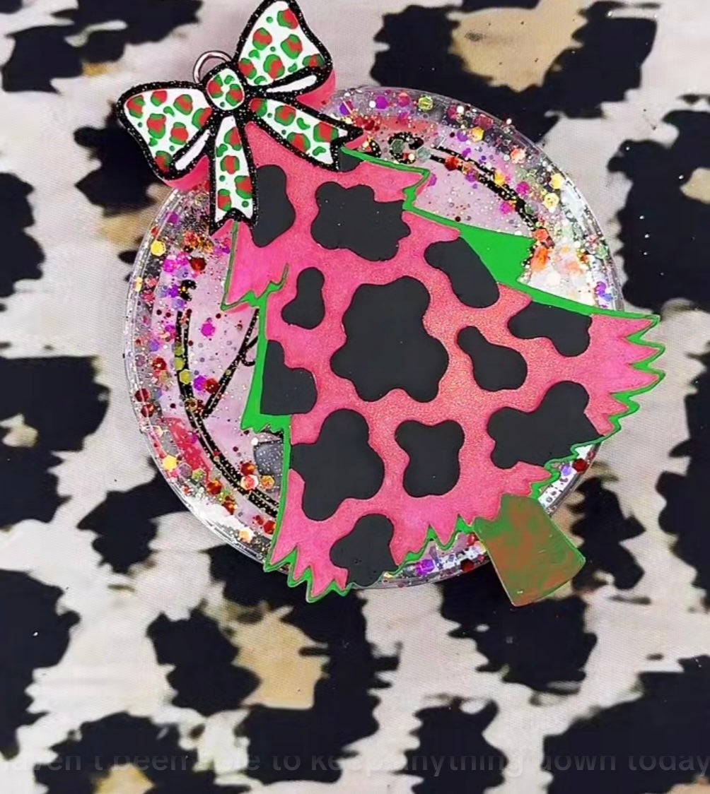 #32 Christmas Tree Cow Print Western Freshie Mold Exclusive