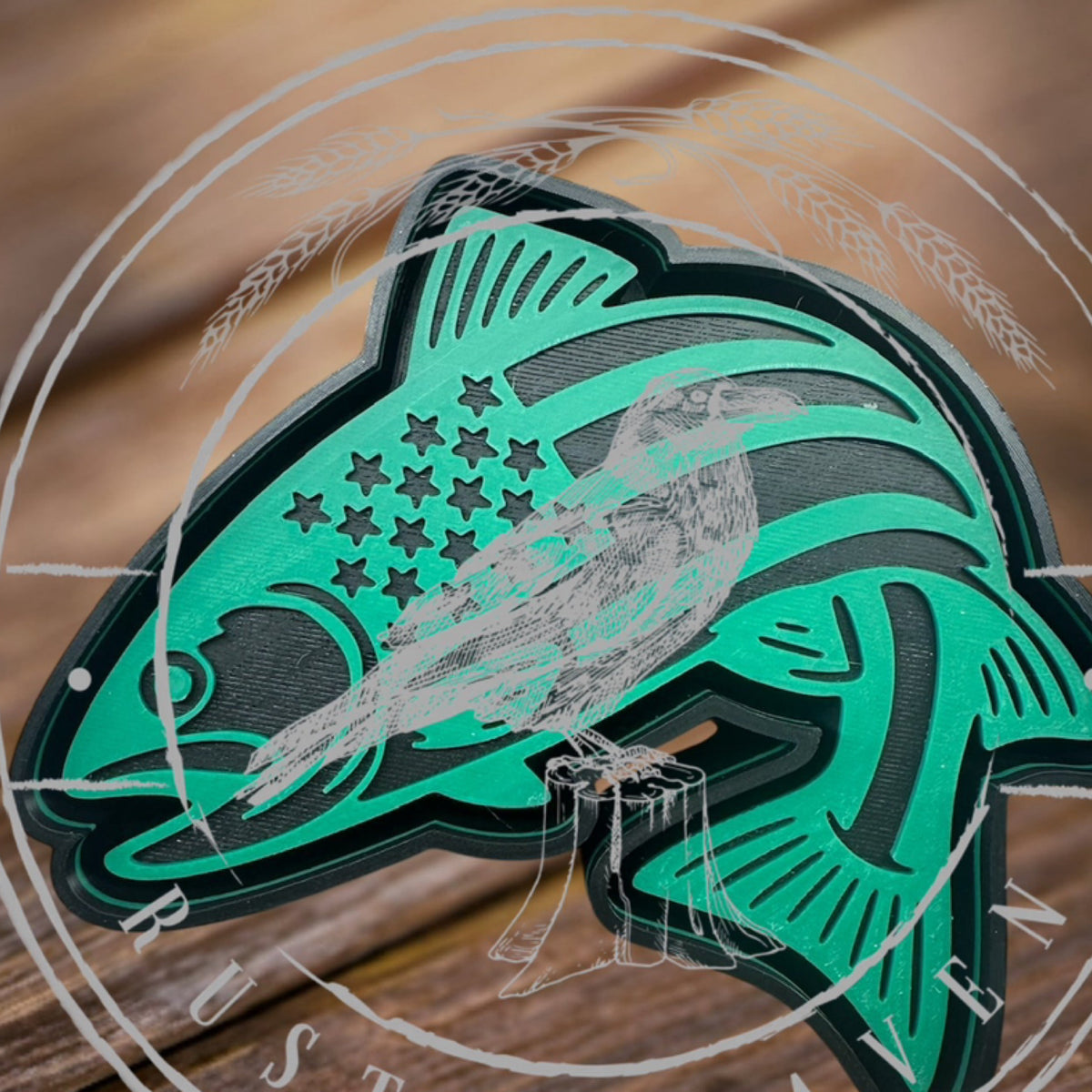 #290 Men Man Flag Fish Rainbow Trout  Freshie Mold Exclusive