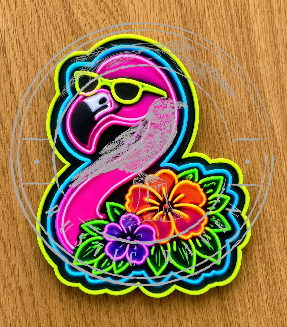 #239 Hawaiian Flamingo Flowers Sunglasses Freshie Mold Exclusive Can Be Used With Leopard & Lace Cardstock
