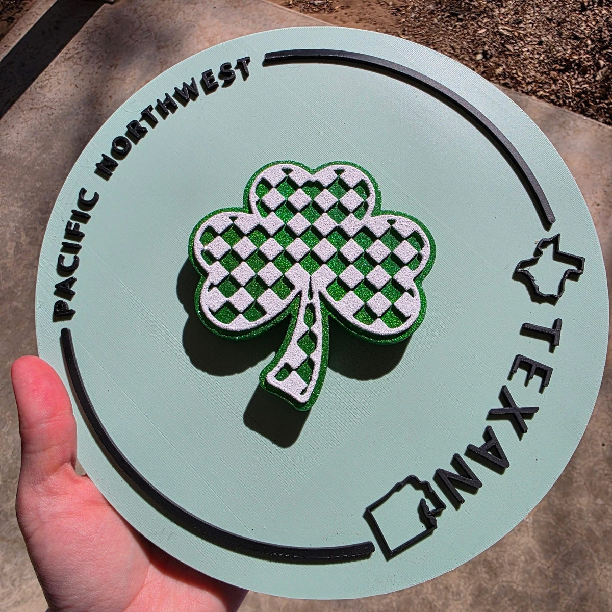 #219 Western St.Patricks Day Checkered Shamrock Clover Western Freshie Mold Exclusive
