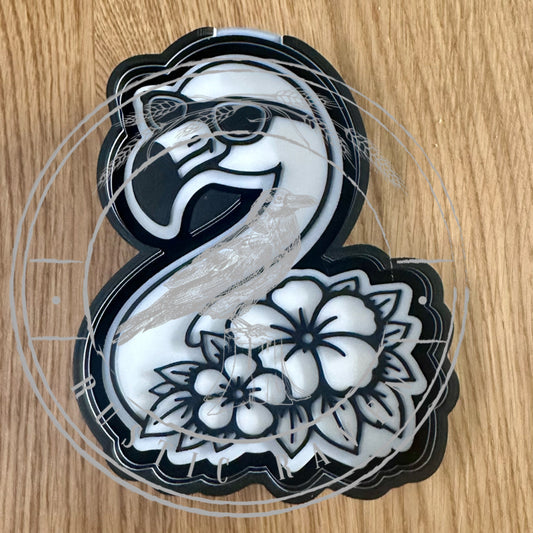 #239 Hawaiian Flamingo Flowers Sunglasses Freshie Mold Exclusive Can Be Used With Leopard & Lace Cardstock
