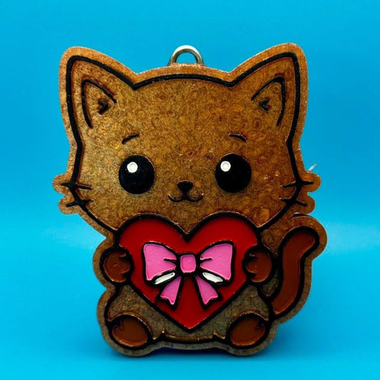 #99 Meowlentine Cat Valentines Heart Bow Freshie Mold Exclusive