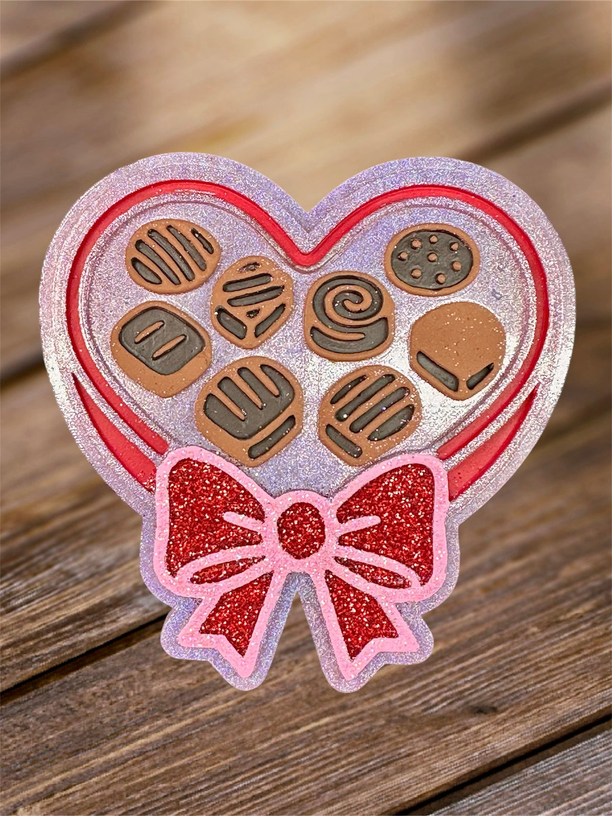#100 Valentines Candy Heart Box With Bow Freshie Mold Exclusive