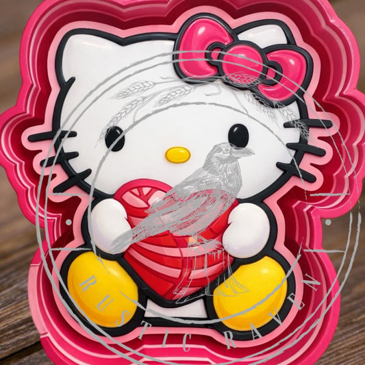 #102 Valentines Hello Kitty Cat Heart Concha Freshie Mold Exclusive