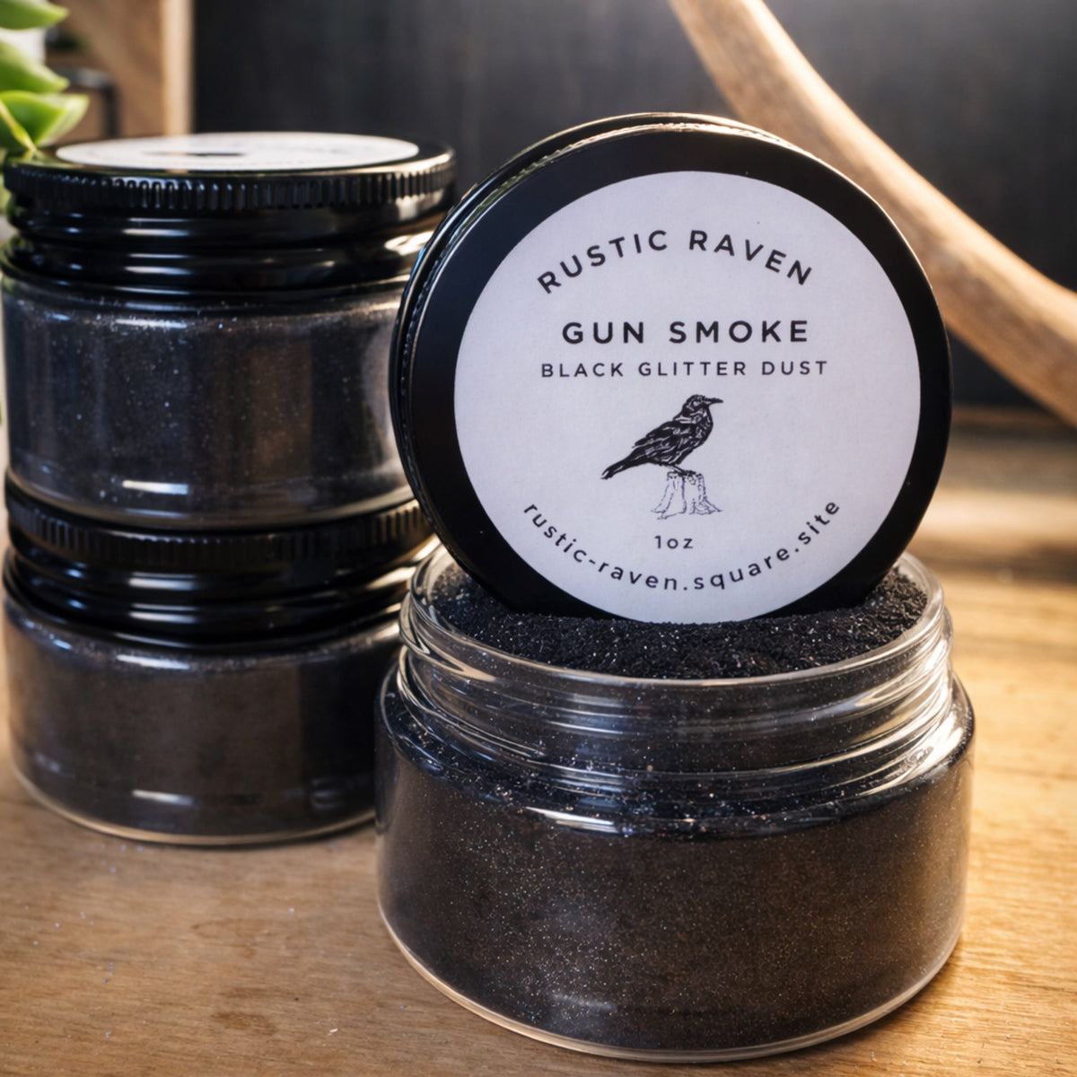 Gun Smoke Shiny Black Glitter Dust 1oz